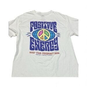 DOM White Graphic Tee with Positive Energy Print